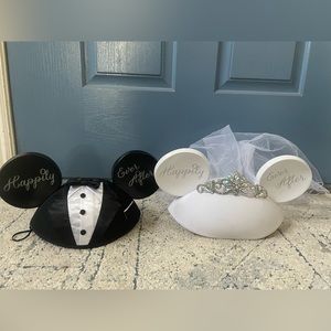 Disney Parks Mickey & Minnie Bride & Groom Ear Hats SET